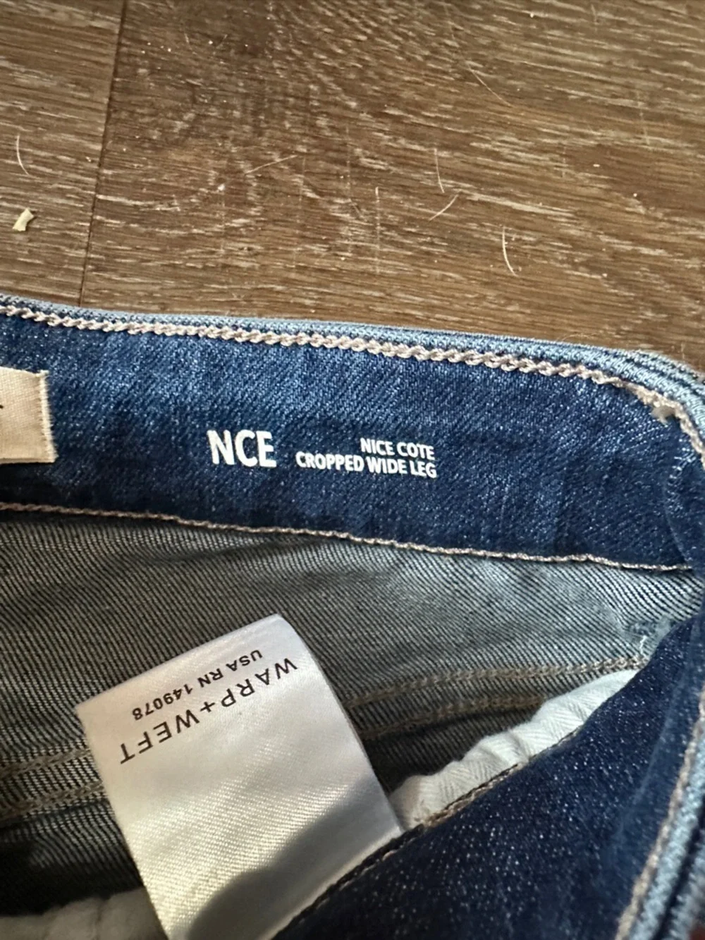 WARP + WEFT Blue Jeans Size 00/24 NCE CROPPED WIDE LEG MEDIUM Wash - Picture 9 of 16